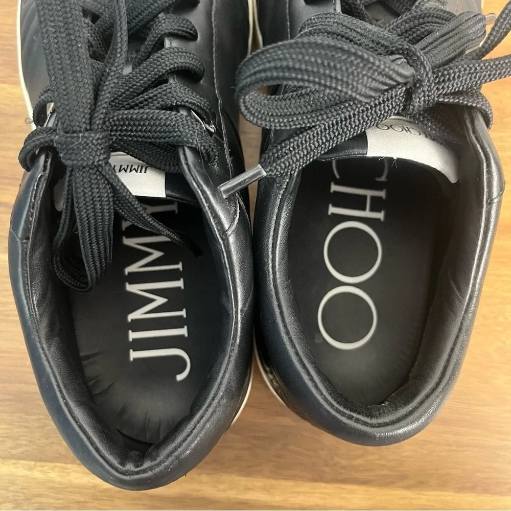 Jimmy Choo Hawaii Leather Black Low Top Sneaker 42